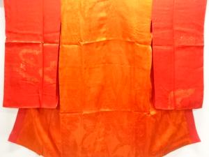 アンティーク　綸子金砂子鳳凰模様織出し長襦袢